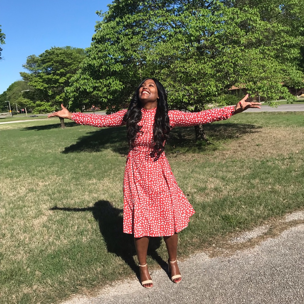 Orange Red Polka Dot Dress
